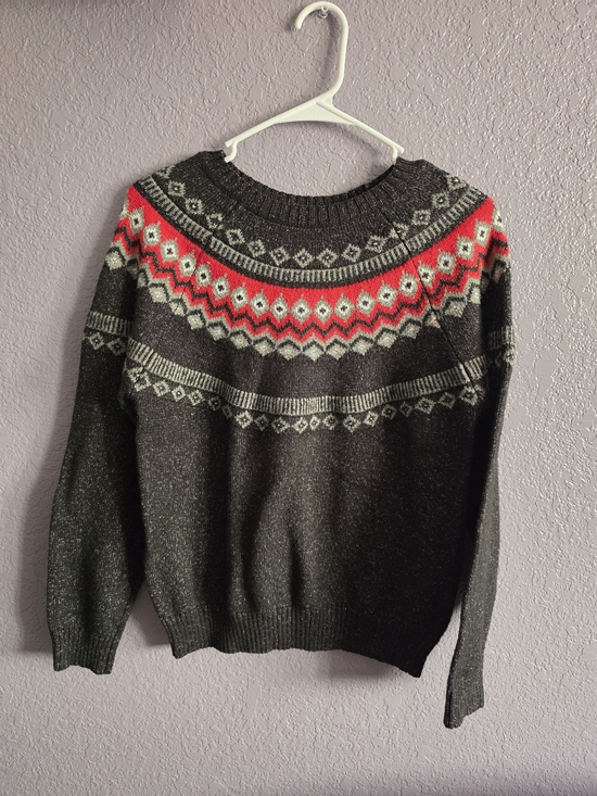 Weatherproof Sweaters - Weatherproof Dark Gray and Light Gray Fair Isle Knit Sweater